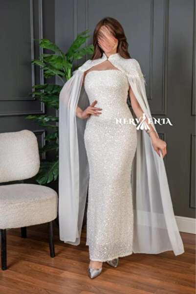 narvenia Shiny sequin dress with chiffon cape