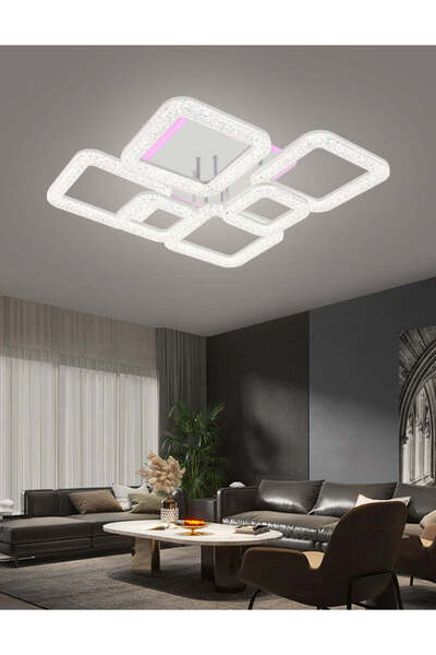 RFAN LED Chandelier, Model R9133/4+2C, With Remote Control, 3 Types of Light, 109W, White