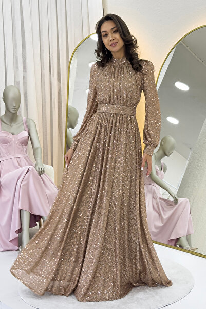 thezkscom Γυναικείο φόρεμα με παγιέτες με λεπτομέρεια με κορδόνι με ζώνη μάξι βραδινό φόρεμα μαύρο, μπεζ, ναυτικό μπλε, κόκκινο, μπορντό, κρεμ