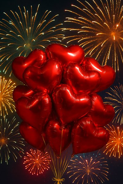 ENG PARTİ DÜNYASI Red Heart Foil Balloon 24 Inch |   10 Pieces |