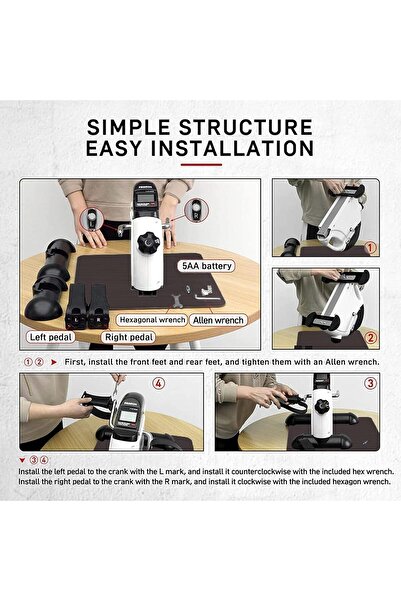 Relax Smart دواسة تمارين مع شاشة رقمية، دراجة تمارين صغيرة للجلوس والذراعين والساقين، معدات صغيرة