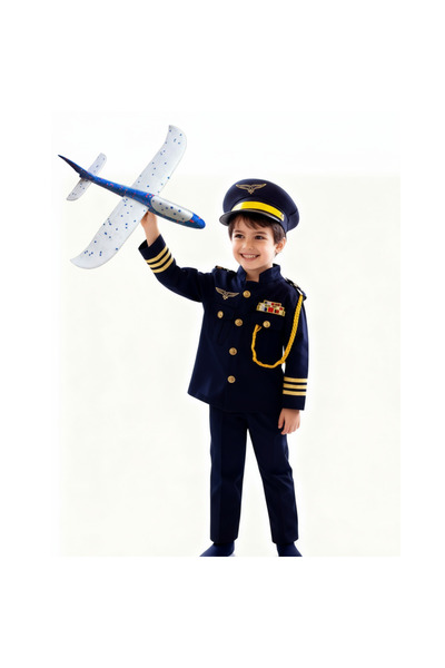 KanatGo Çocuk Pilot Kostümü Hediye Seti – Pilot Elbisesi + Köpük Uçak Oyuncak