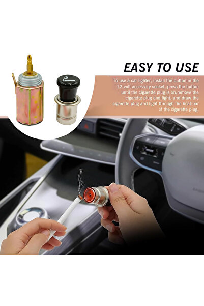 Generic Auto Cigarette Lighter 12V Car Plug Push Button Replacement 2.5 Size for Most Vehicles