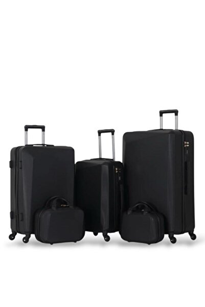 Red Sea Dabash Luggage Set - 5 Pieces Includes 3 Trolley Bags and 2 Makeup Bags - with Flexible Covers - 360 Degrees