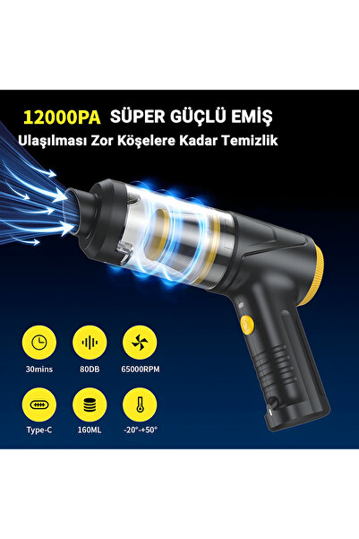 Hilda LT-145 12000Pa Kablosuz El Süpürgesi, LED Işıklı, HEPA Filtreli, 4’ü 1 ...