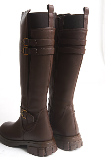 Solo Bag Leather New Season Buckle Detailed Stylish Style Daily Comfortable Fit Brown Boots