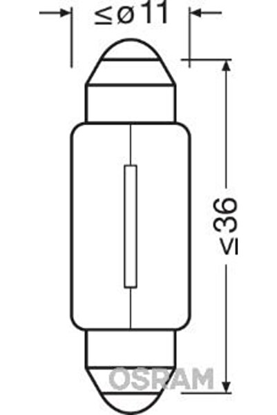 Osram Bec pentru iluminarea numărului de înmatriculare auto, 12V, model C5W, SV8.5-8, original 641
