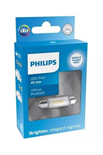 Philips Bec LED Ultinon Pro6000 pentru Semnalizare și Lumină Interioară, 12V, SV8,5, Festoon 43mm