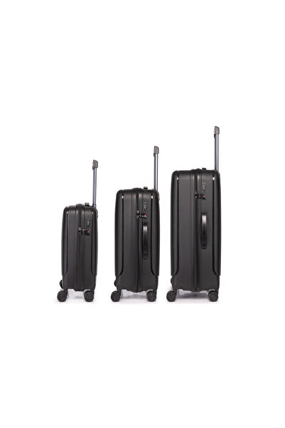 Prince Travelling Un Breakable PP Hard Luggage (8 Wheels) Glider 3 Pcs Set -20 Inch X 24 Inch X 28 Inch - Black