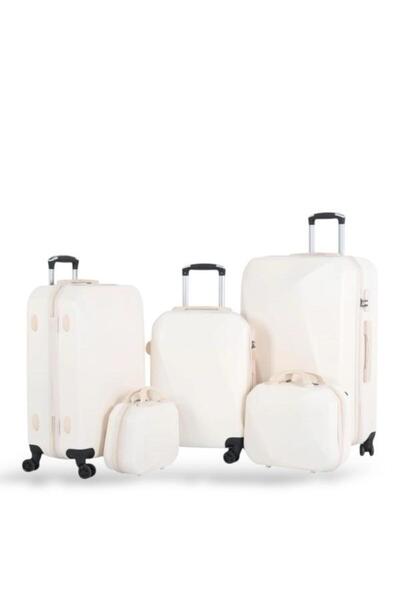 Red Sea Travel bag set - 5 pieces, including 3 trolley bags and 2 makeup bags - with flexible covers - and a fixed digital lock