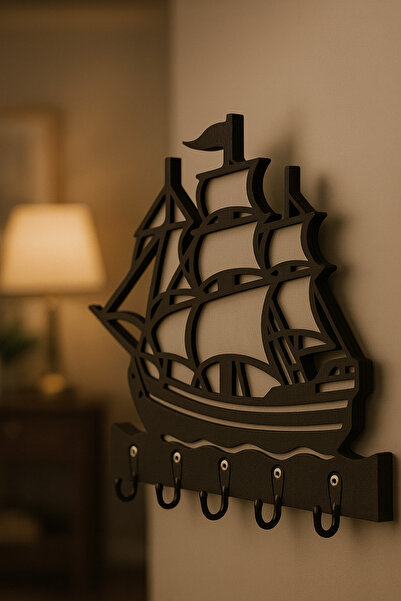 Ev Deryası Gemi Figürlü Duvar Anahtarlık Askısı