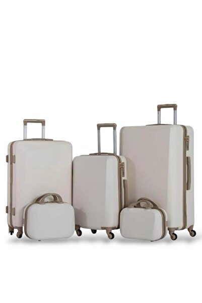 Red Sea Dabash Luggage Set - 5 Pieces Includes 3 Trolley Bags and 2 Makeup Bags - with Flexible Covers - 360 Degrees