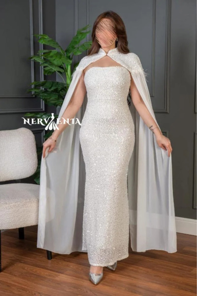 narvenia Shiny sequin dress with chiffon cape