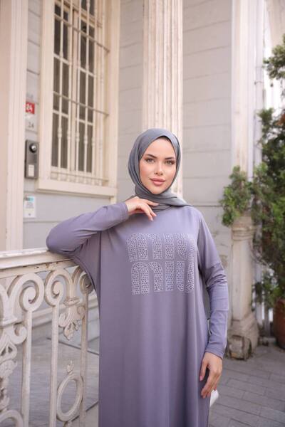 JESSE STORY Women's Vorteks Combed Cotton Hijab Dress with Stone Accessories (Lycra Cotton Fabric)