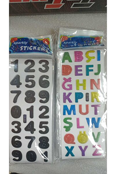 BADE TOYS Sparkly STICKERS Harfler RakamlarTemalı Kabartma Stıcker 2 Kartela