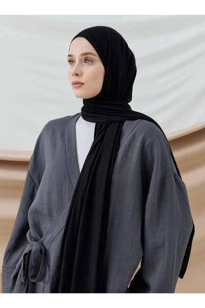 Modakaşmir Penye Şal kenarları dikişli siyah