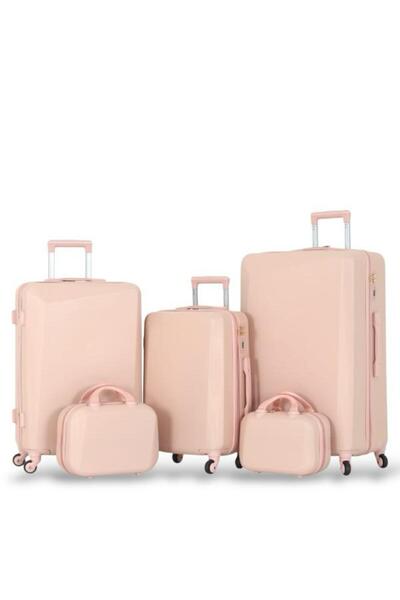 Red Sea Dabash Luggage Set - 5 Pieces Includes 3 Trolley Bags and 2 Makeup Bags - with Flexible Covers - 360 Degrees