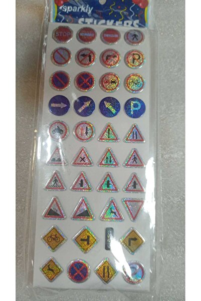 BADE TOYS Sparkly STICKERS TRAFİK İŞARETLERİ Temalı Kabartma Stıcker 2 Kartela
