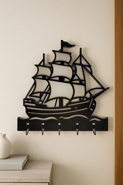 Ev Deryası Gemi Figürlü Duvar Anahtarlık Askısı