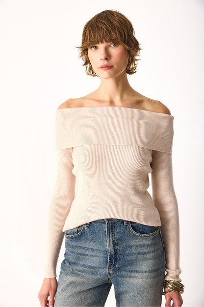 VENA Omzu Açık Detaylı Triko-KREM