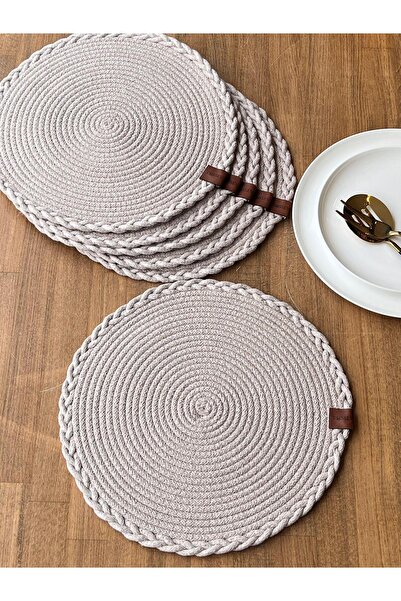 ROSSEV طقم أدوات مائدة أمريكي من الخيزران باللون البيج 6 قطع