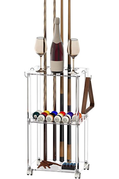 Slasa حامل عصي البلياردو الأكريليكي - 10 عصي و16 كرة، 39.5 × 75.5 × 29.5 سم، ...