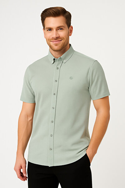 ModaPlaza Ανδρικό κοντομάνικο πουκάμισο Waffle 1011