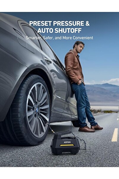 Primo Plus منفاخ هواء ١٢ فولت، مضخة إطارات كهربائية محمولة للسيارة مع مقياس ضغط الإطارات