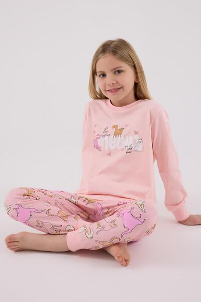 Rolypoly Anne Kız Kedili Pijama Kombini, Anne ve Çocuk Pijamalar Ayrı Ayrı Fiyatlandırılır