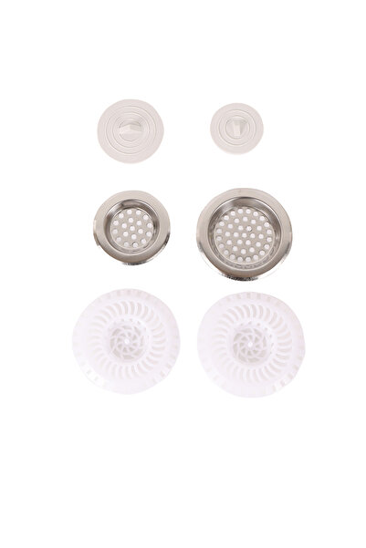 Lawazim Sink Strainer 6 Piece Set with Close Plug - Stainless Steel and Plastic Drain Protector