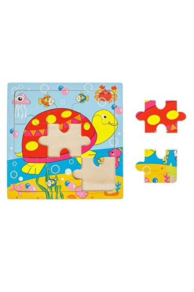 Cangaroo Puzzle din Lemn, Broasca Testoasa 9 Piese, Multicolor, 14.5x14.5cm, ...
