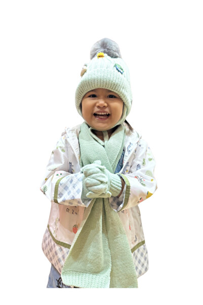 Kitti 1-4 Yaş Kız Bebek & Çocuk Atkı Bere Eldiven 3'lü Takım
