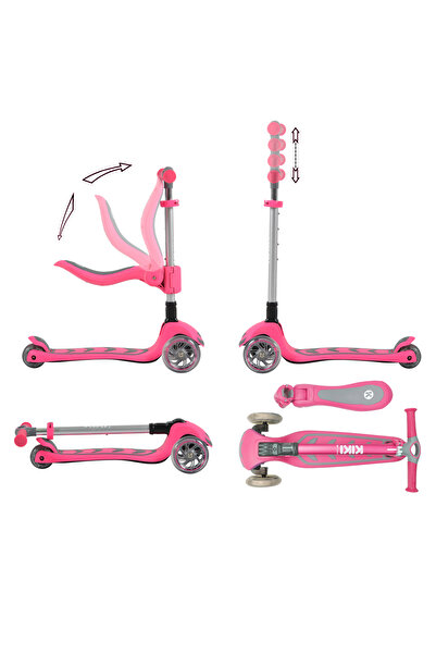 byox Children's developmental scooter, 18 months-6 years, with Kiki 2in1 Pink seat, height-adjustable handlebar