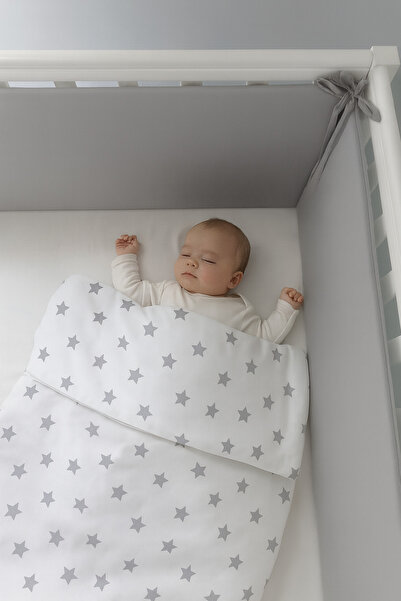 Jaju Baby (4 حواف) 70x140 سم حماية جانبية للسرير بلون رمادي موحد مقاس خاص 70*140