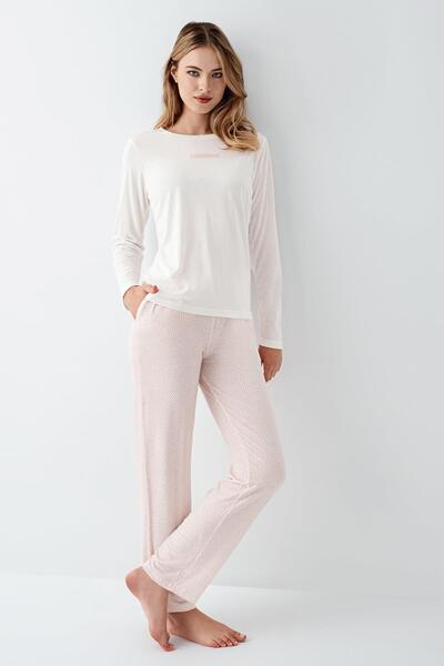 Arnetta Kadın %50 Pamuk %50 Modal Pijama Takım, Uzunkol, Cepli