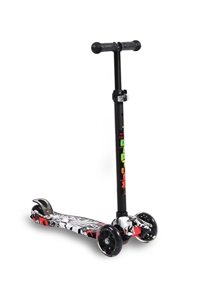 byox Children's scooter 3-5 years old, Rapture Black, light weight, wheels with lights and adjustable handlebars
