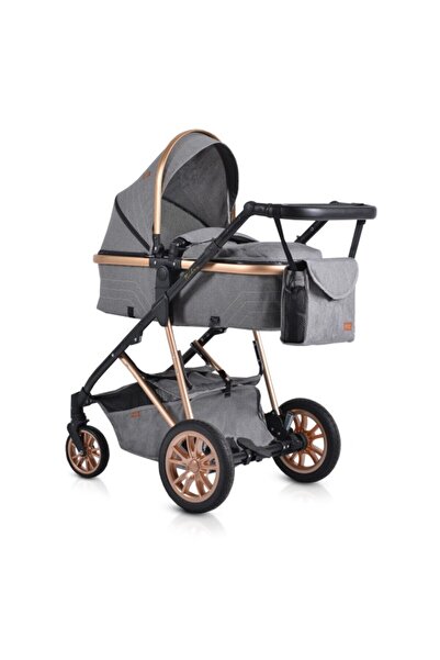 Moni Cărucior Midas Grey 2 în 1 pentru nou-născuți - Pătuț convertibil în mod...