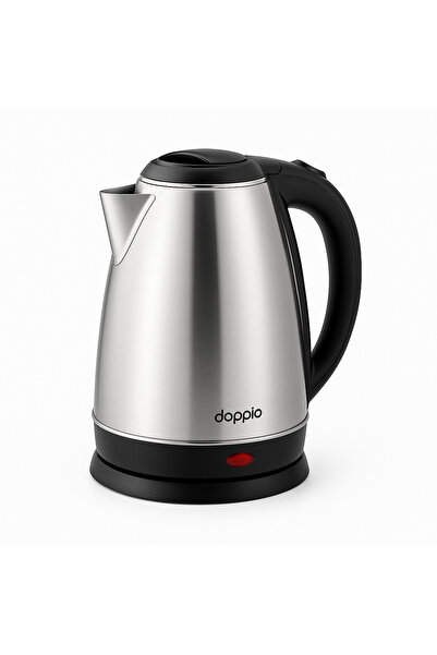 DOPPİO Electric Kettle – 2L Stainless Steel Fast-Boil Water Heater (Silver & Black)