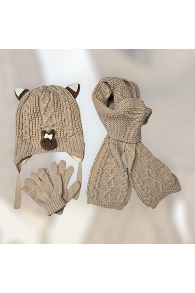 Kitti 1-4 Years Baby Girl & Child Scarf Beanie Gloves Set of 3