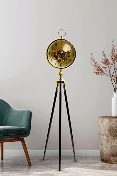 VOGUE VENUE Premium Vintage Tripod Foot Clock Adjustable Wooden Stand Antique Style Decorative Standing Clock