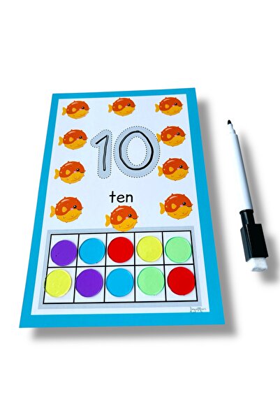 Loyameri Kidsshop بطاقات الأرقام من 1 إلى 10. يشمل القلم والطوابع. نشاط تعليم...