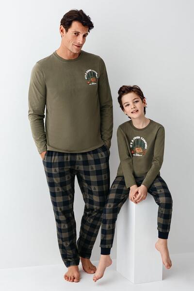 Arnetta Father and Son Plaid Pajama Set Combination, Men's and Children's Pajamas Sold Separately