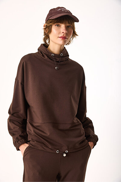 VENA Φούτερ με λεπτομέρεια στο λαιμόκοψη και κανονική εφαρμογή-ΚΑΦΕ