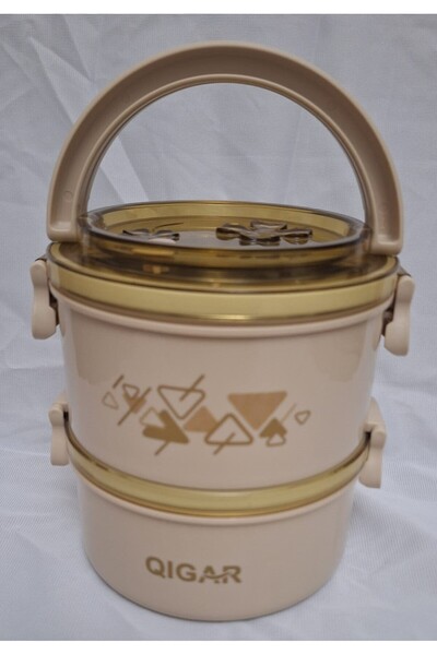 Tantitoni QIGAR, 1,4 ml, 2 Katlı, İçi çelik, Yuvarlak, Yemek taşıma kabı, Sef...