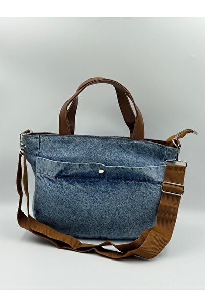 Crystal Life Geantă de umăr și de mână din denim pentru femei – Cu curea deta...