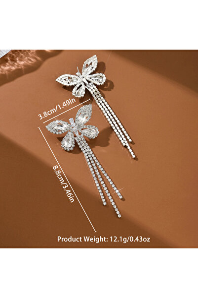 Flaner Paris Accessorize Kelebek Figürlü Taşlı Küpe Işıltılı ve Zarif Tasarım Günlük ve Özel Gün Takısı