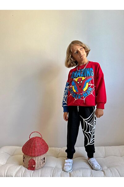 Kids Printed Sleeve Blue Detailed Suit