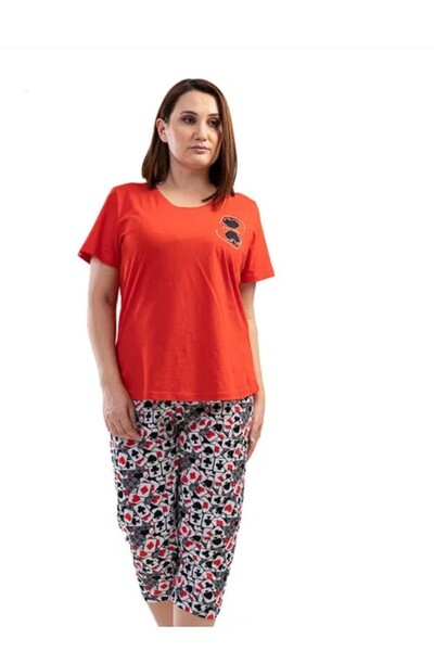 Vienetta Secret Women's Vienetta cotton pajama set - "Play Time" themed print with 3/4 pants 3XL