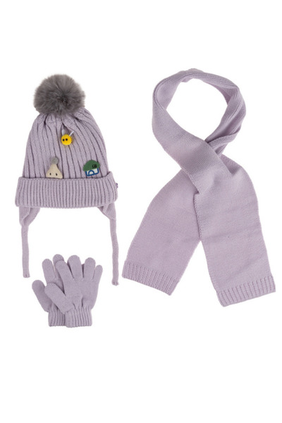 Kitti 1-4 Years Baby Girl & Child Scarf Beanie Gloves Set of 3