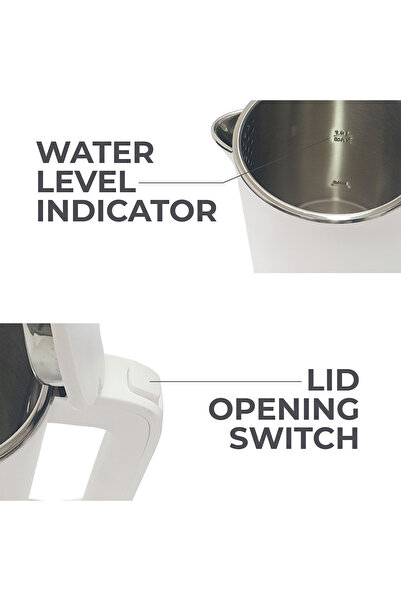 Muller Kitchen Electric Kettle, 1000W, 1L Capacity, Auto Shut Off, Stainless Steel Inner Body, White - MK-6061
